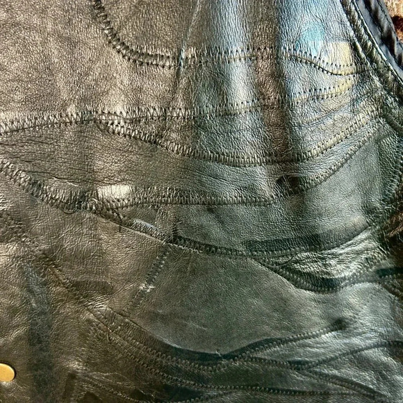 Navarre Leather Company Italian Stone Design Black Snap Front Vest Size XXL - Picture 7 of 9
